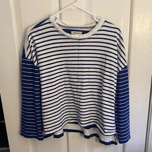 Madewell Navy and White Striped Crewneck Top